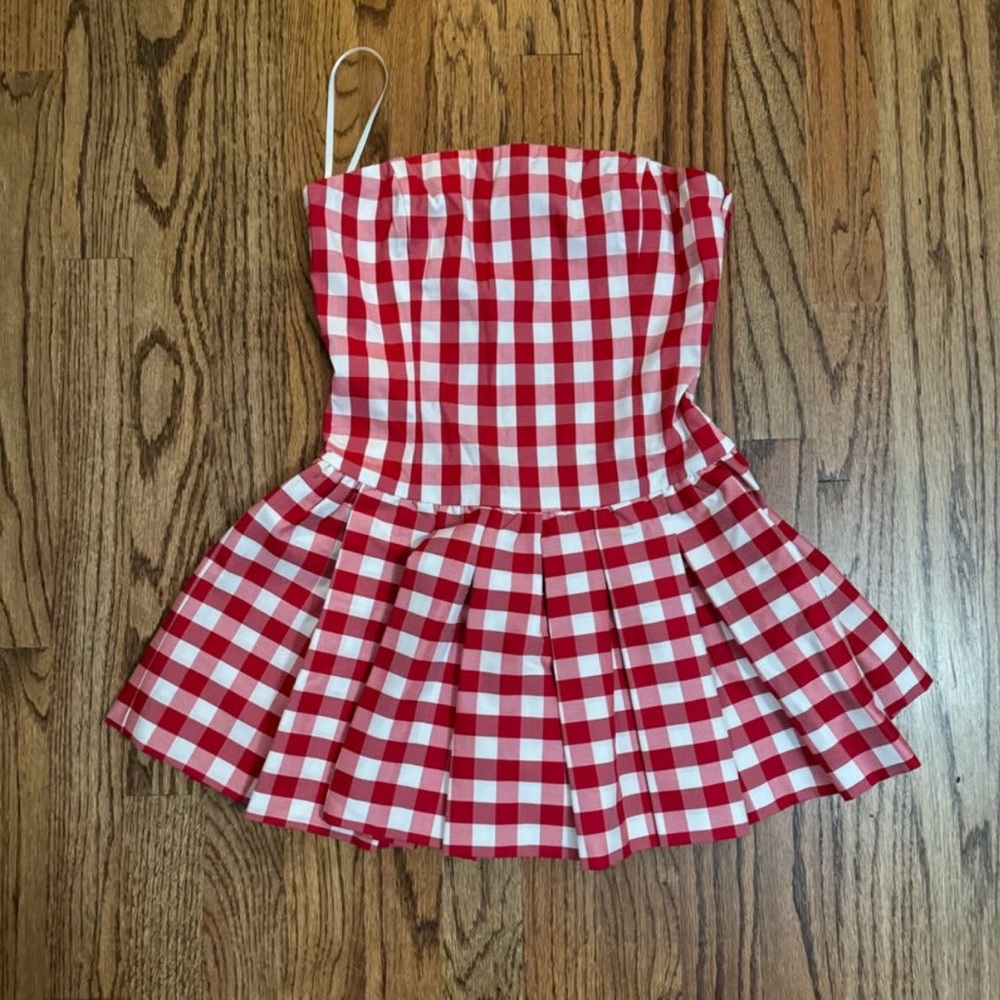 Red Check Gingham Peplum Top